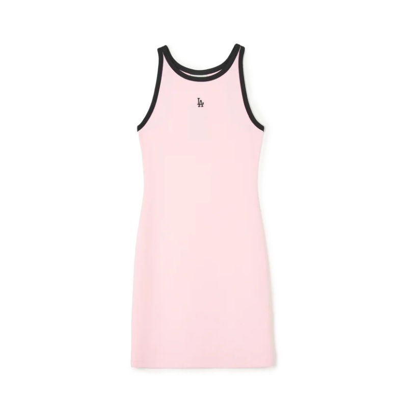 本物の女性ベーシックスモールログゴルジリンガースリーブレスワンピースニューヨークヤンキス