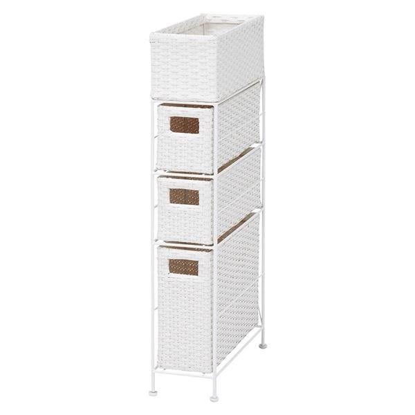 省スペース ランドリーラック/洗濯収納 (ホワイト 引出し3段 幅15.5cmタイプ) スチールパイプ (脱衣所 洗面所) 完成品 7,350円