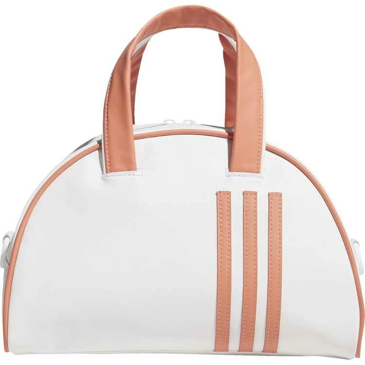 レディース スリーストライプス ミニボストンバッグ ホワイト×ワンダークレイ 15×26×18cm（6.5L） #MMS65-IA9636