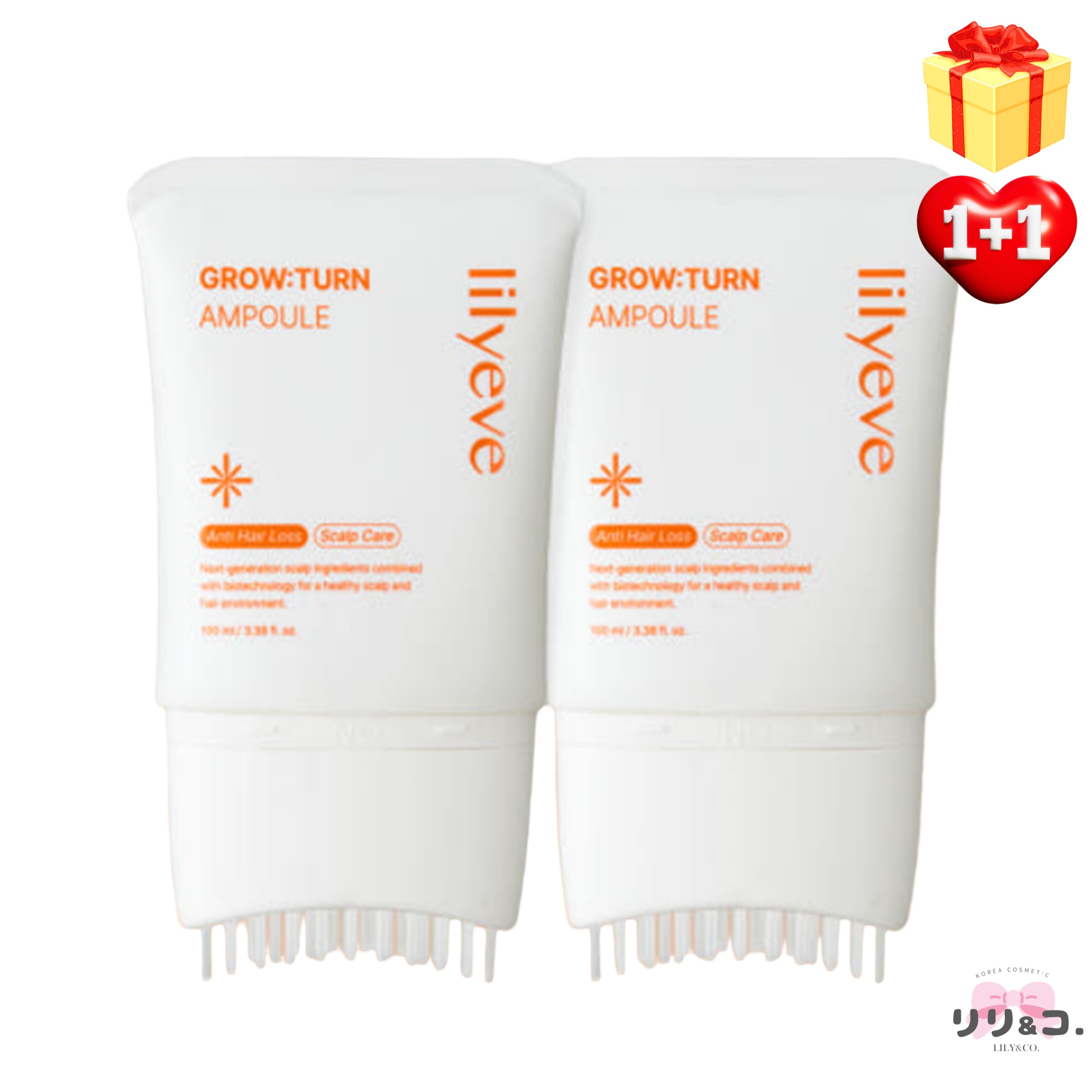[韓国人気 NEW 1+1] リリーイーブ グローターン ブラシアンプル 100ml＋100ml 合計200ml エクソソーム 脱毛ケア 韓国コスメ アンプル 頭皮ケア 鎮静 角質ケア スカルプケア