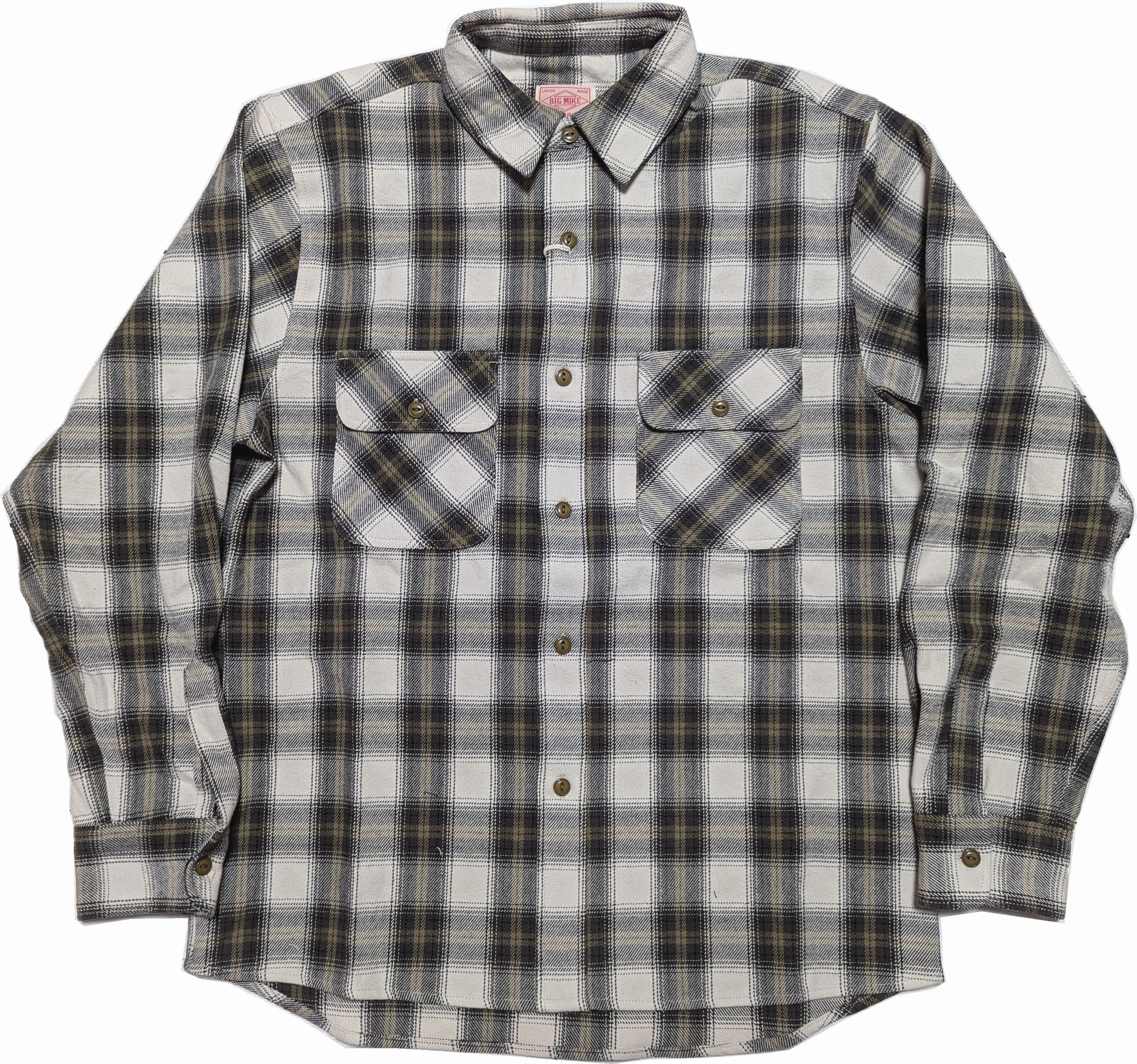 長袖 ヘビーフランネルシャツ カーキ メンズ　HEAVY FLANNEL SHIRTS KHAKI 009