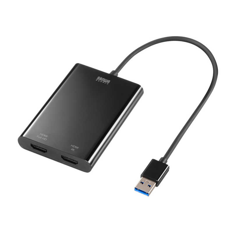 サンワサプライ　USB-HDMIディスプレイアダプタ(4K対応・ 2画面出力)　USB-CVU3HD5