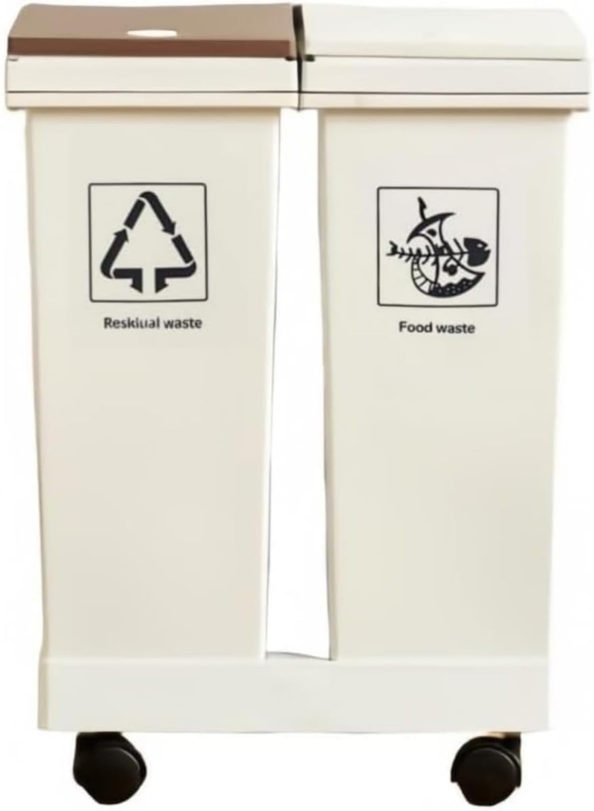 Oceanight分类垃圾桶 一键开合 三/两桶可选 带盖子脚轮 可拆卸 细长防污防水 分色 厨房・客厅用 (24L 双芭蕾)