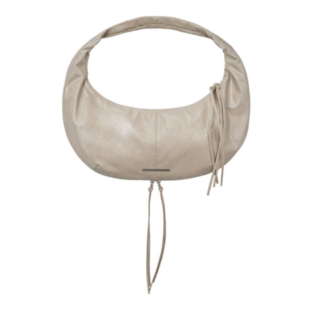 TREEMINGBIRD Zipper Finishing Leather Hobo Bag Beige T