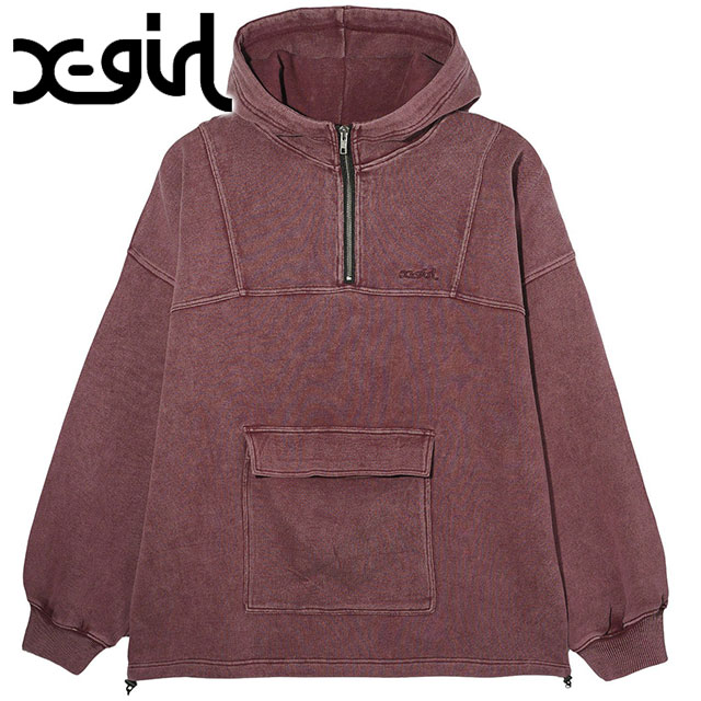 アノラック スウェットトップ [105243012001] ANORAK SWEAT TOP レディース トップス ハーフジップパーカー ビッグシルエット BURGUNDY 7,946円