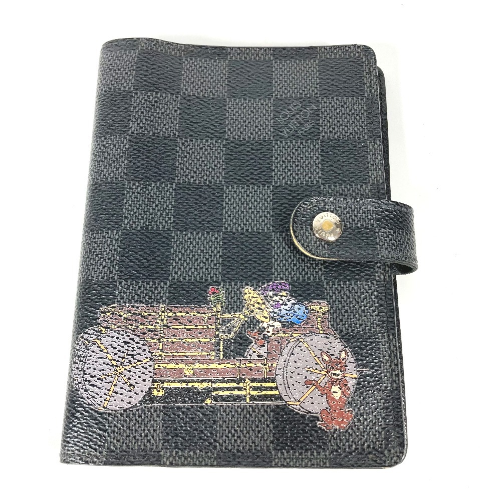 手帳カバー R21130 イリュストレ アジェンダPM ダミエグラフィット システム手帳 ダミエグラフィットキャンバス ブラック