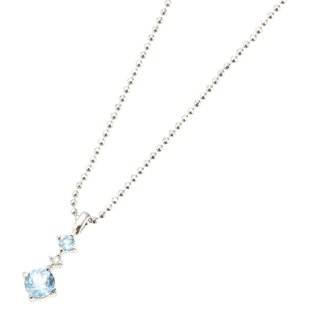 シルバー925　ブルートパーズ　スリーストーンネックレス　天然ダイヤモンド入り　１１月の誕生石　ジュエリーケース付き楽ギフ_包装　宝石鑑別書カード付きRCP