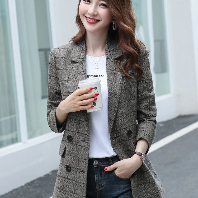 品大人気テーラードジャケットレディース春秋ジャケットフォーマルビジネスジャケットアウター長袖304050入学式卒業式着痩せチェック柄成人式