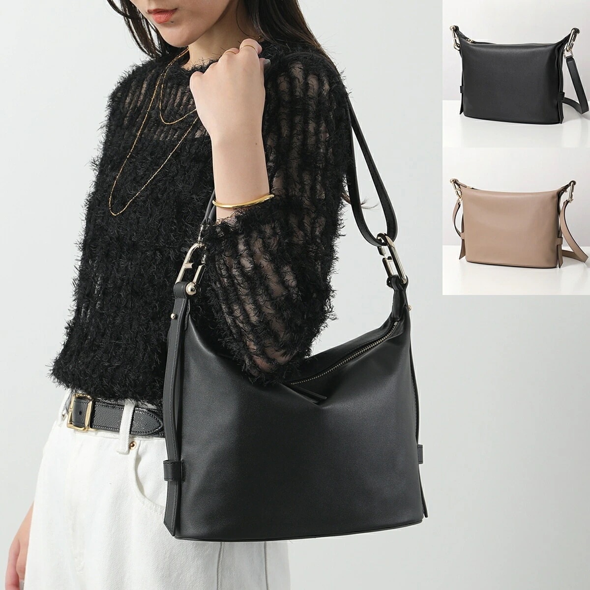 Furla フルラ ショルダーバッグ Nuvola M ヌヴォラ WB01656 BX2045 レディース 3way レザー アーチロゴメタル ハンドバッグ 鞄 カラー2色