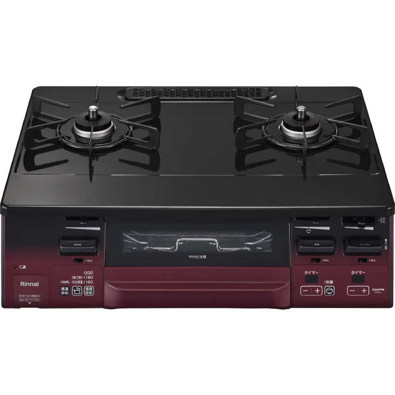 リンナイ　Rinnai　ガステーブルコンロ LAKUCIEシリーズ ブラック／レッドトーン [約60cm /都市ガス12・13A /左強火]　KG66VTARL
