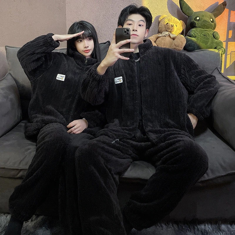 【急速発送】単品売り プレゼント 結婚祝い 部屋着 もこもこ 前開き ペアパジャマ ルームウェア メンズ パジャマ フランネル 長袖 冬 上下セット ルームウェア レディース