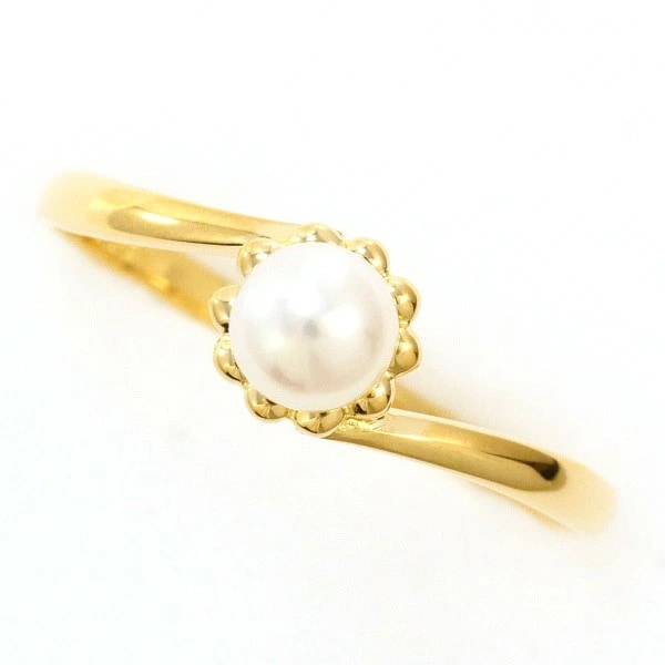 K18 18金 YG リング 指輪 11号 パール(真珠) 約4mm ジュエリー 中古