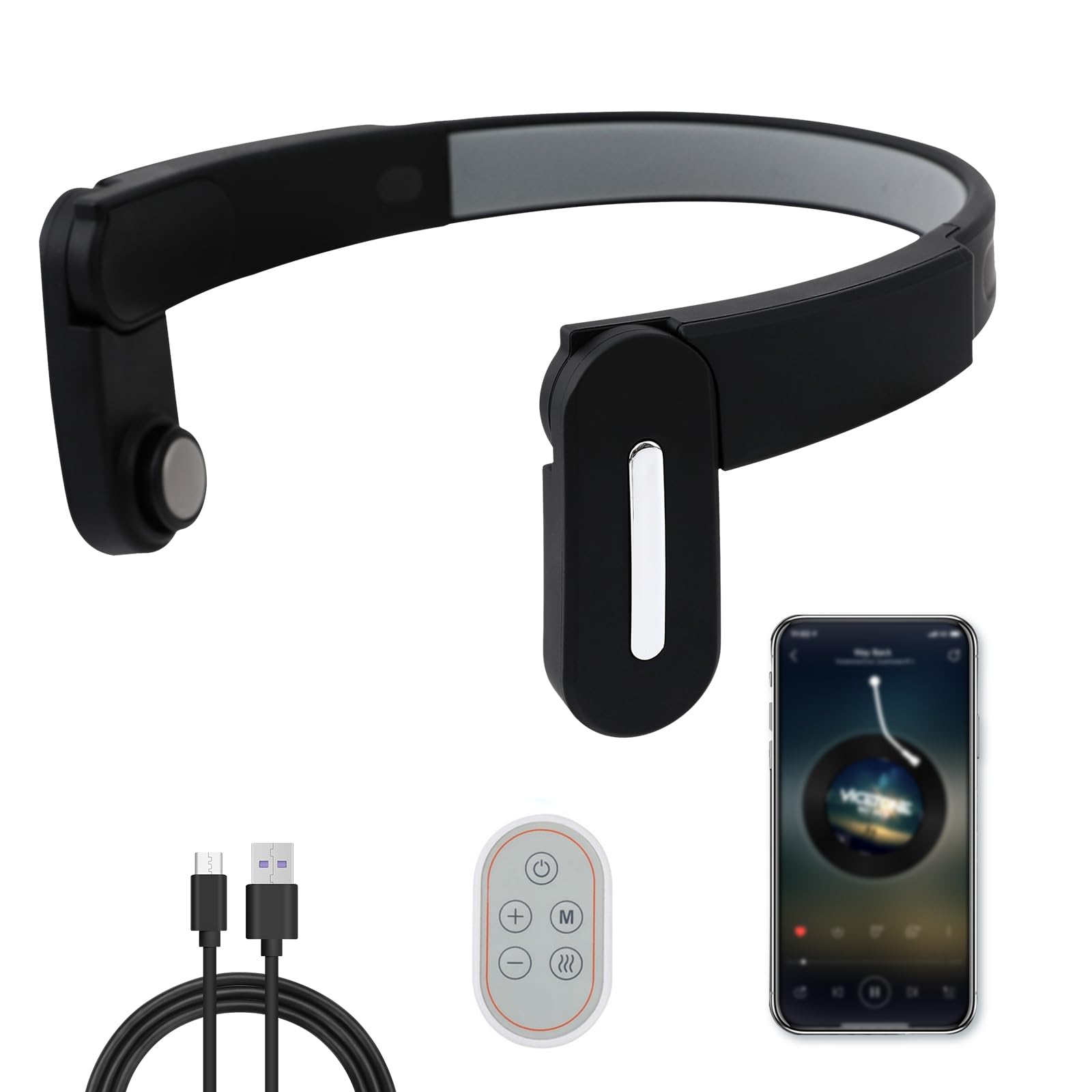 【2025年新モデル】90曲げ対応 筋膜リリースガン 頭 こめかみケア 英語音声ガイド付 イヤーフック型 ヘッドリラクサー - 3D振動/温熱機能 グラフェン発熱 Bluetooth5.2 在宅ワーク