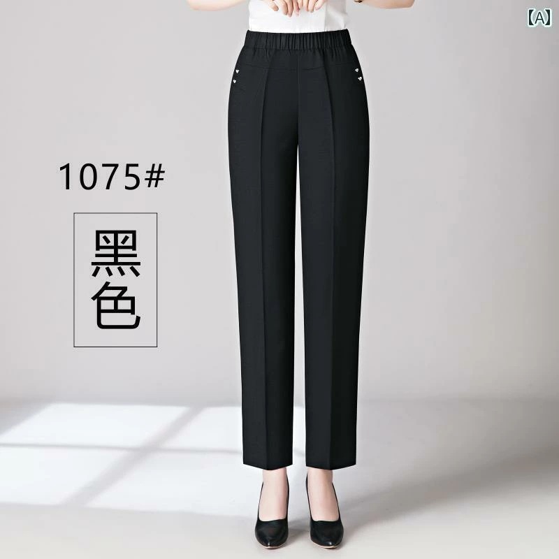 パンツ ズボン ウエストゴム レディース シニア 股上深め 大きめサイズ 楽ちん 太もも ふくらぎ シニア 夏 綿 リネン 9分丈 ストレート ボトムス センタープレス 体型カバー カジュアル シンプ