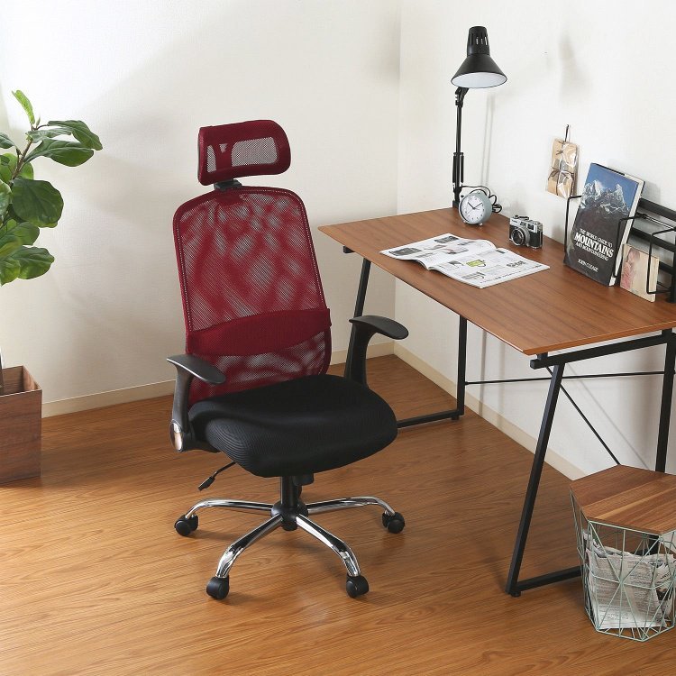 デスクチェア おしゃれ ヘッドレスト付き 肘掛け メッシュ 椅子