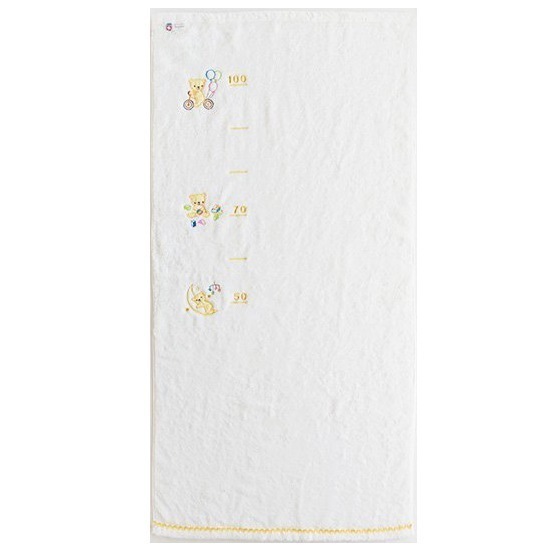 【新品】今治タオル 身長が測れるタオル バスタオル 5種カラー 綿100% 日本製今治産 ホワイト(おあそびベアー)