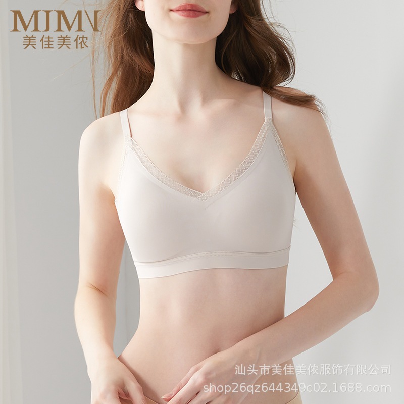 メイジアメン小胸ギャザービッグ下着女性夏超薄型ブラジャースチールリングなしサイド胸を集めるM3220