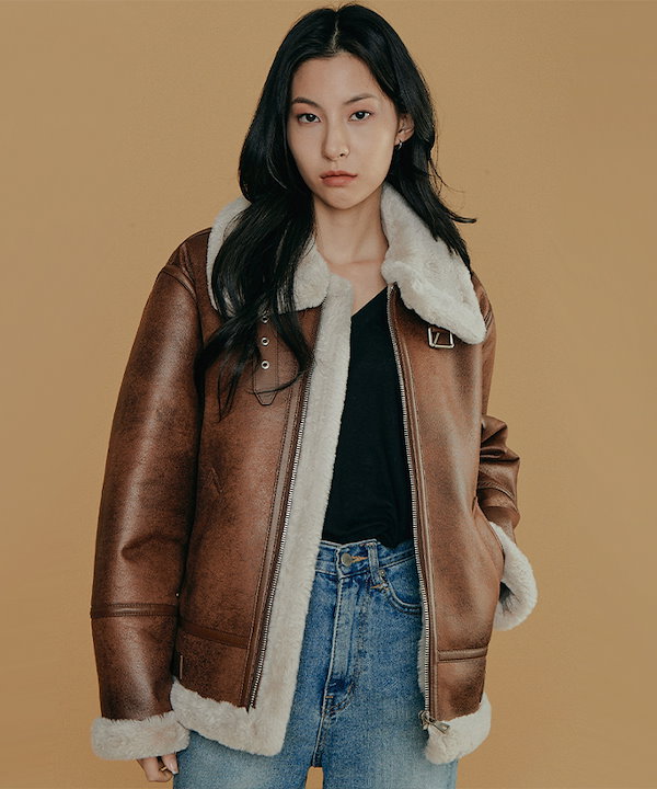 ムートン・ファーコート Left Aviator B3 Mustang Jacket Black Qoo10 Left AVIATOR B3 ミドル ゆったりフ