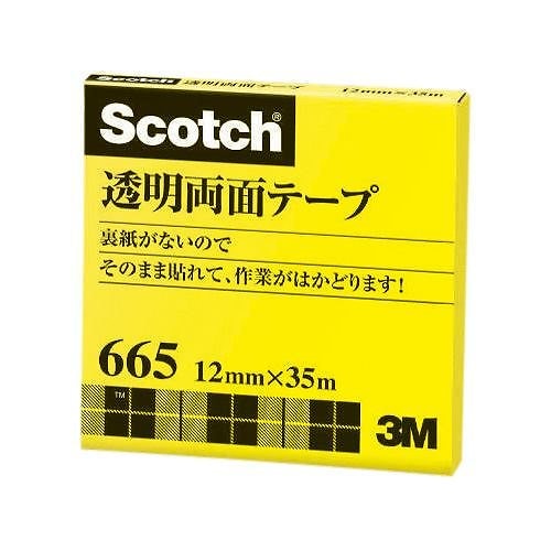 （まとめ買い）透明両面テープ12mm 665-3-12 00065172 [x3巻セット]
