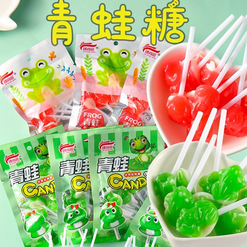 メガ割406080Pcs カエルのロリポップ フルーツ味 スイカ味 ロリポップ 8090 子供の頃の懐かしいスナック菓子1038