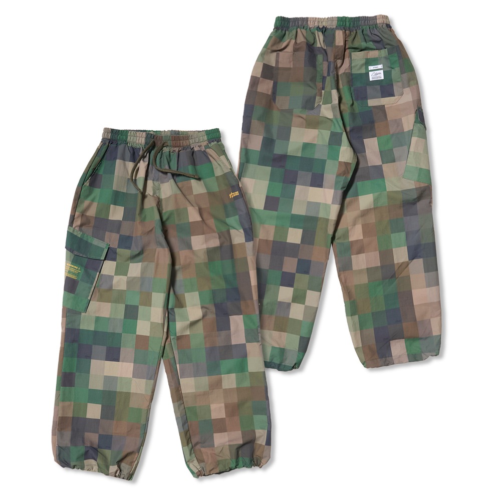 Square Camouflage Super Wide Jogger Pants Green
