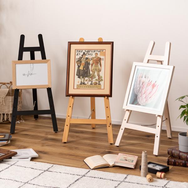 イーゼル 木製 天然木 画架 三脚 立て掛け 写真立て カンバス立て ラック スタンド 絵画用 写真用 シンプル 北欧 ナチュラル カントリー 室内用 インテリア