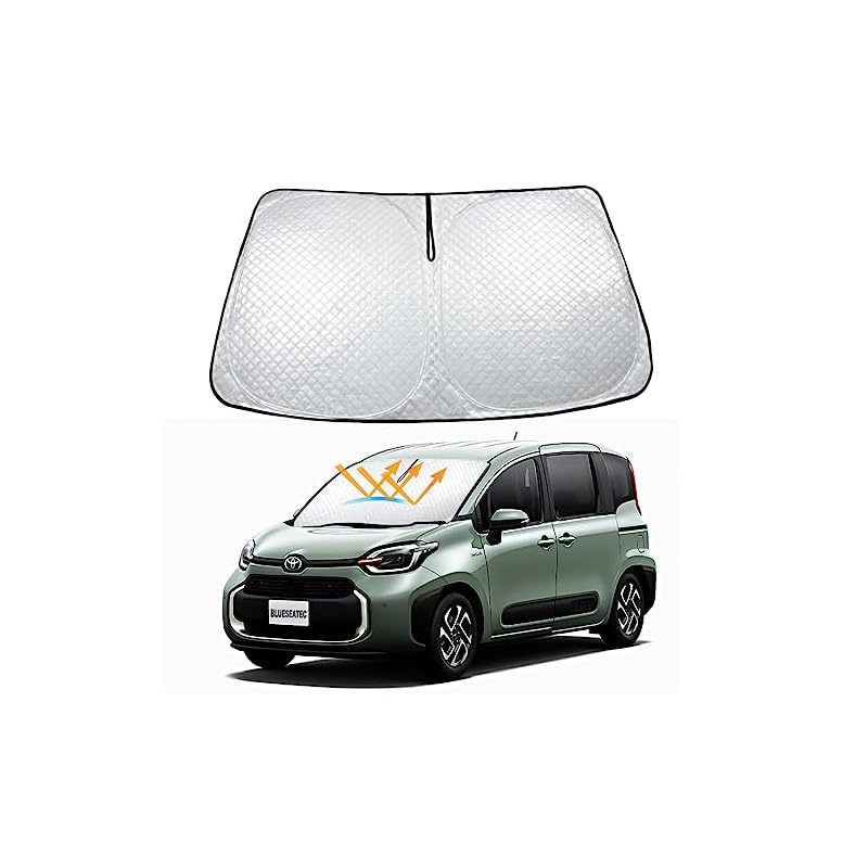 【2023最新 5層構造】BLUESEATEC シエンタ 10系 フロントサンシェード SIENTA 3代目 2022.8現行 車種専用 フロントガラス 高密度生地 厚手材質5層構造 日よけ 暑さ対