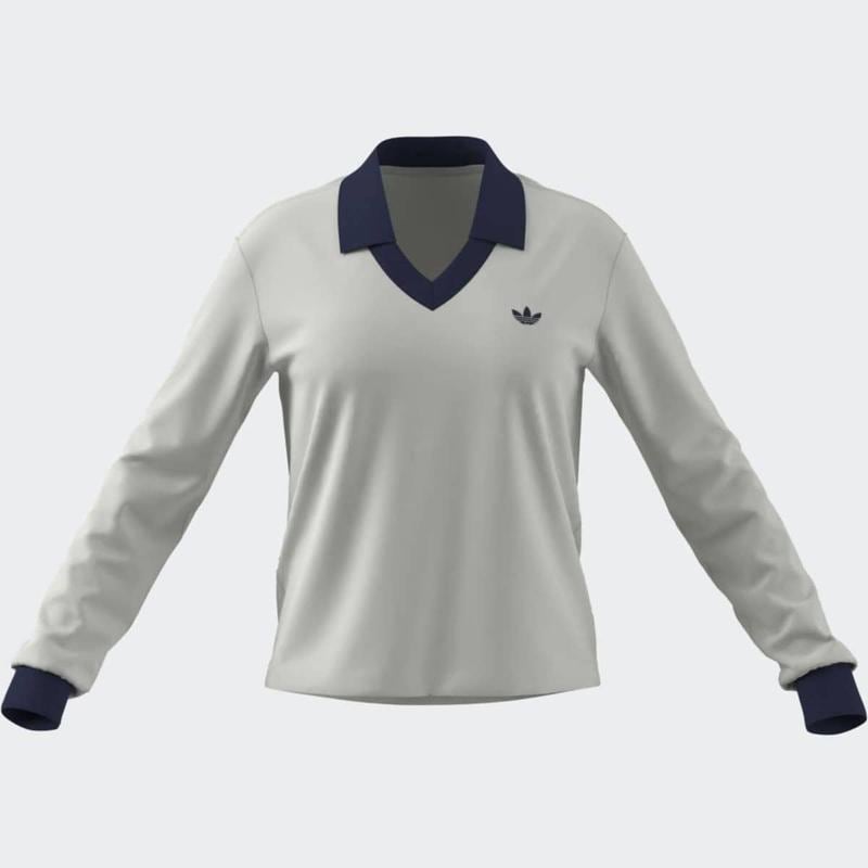 [女性] Vネック LS (KC9319) アディダスオリジナル レギュラーフィット ホワイト