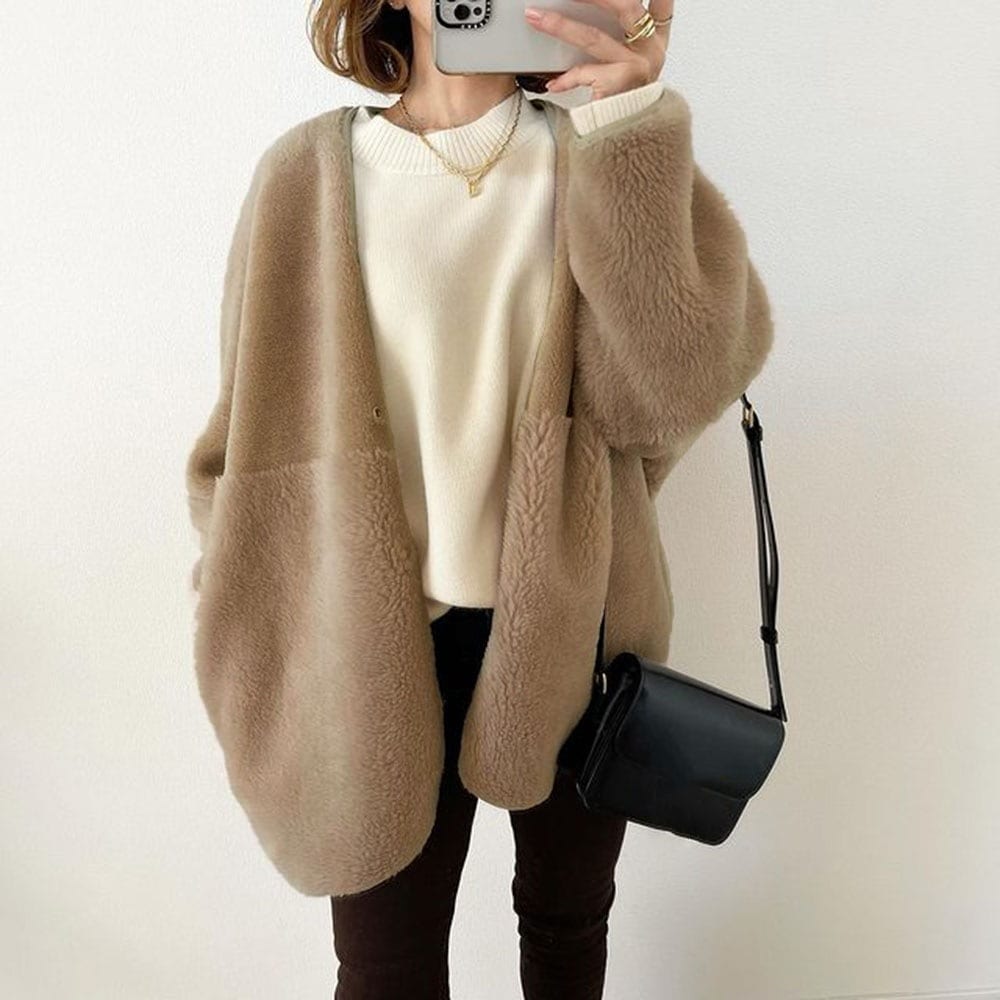 【とっておきの一枚に】5色どんな体型にも適合柔らかい！無地切り替えカーディガン