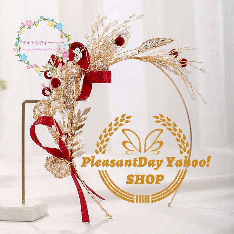 【メリークリスマス！】カチューシャ ヘッドドレス 髪飾り ヘアアクセサリー リボン リーフ レッド クリスマス 二次会 結婚式 ウェディング ヘッドアクセサリー ブライダル 発表会