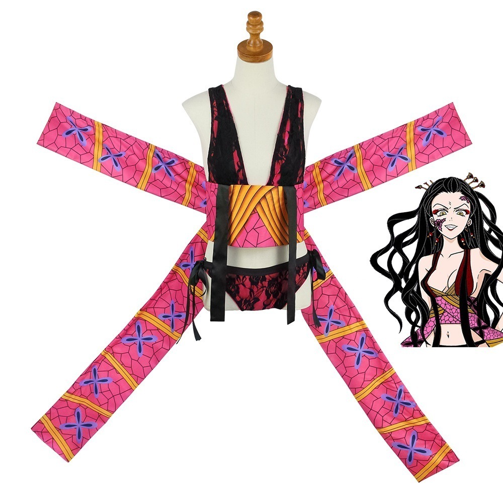 ルドウジと花魁の双子の紐を使用した堕姫の幽霊衣装 コスチューム コスプレ