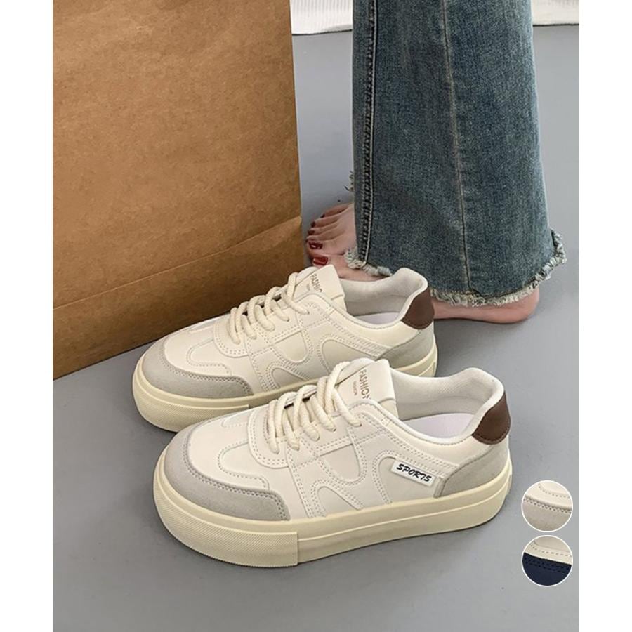 本日限定 韓国 人気 ウォーキングシューズ スニーカ 厚底スニーカー レースアップローカット靴