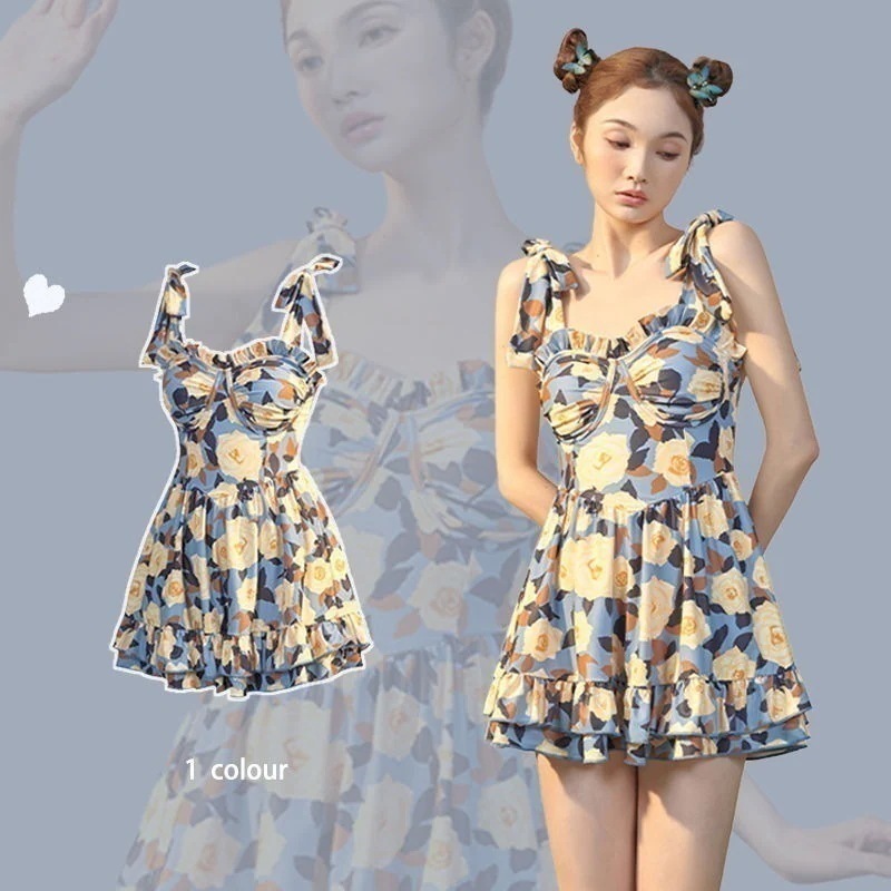 大人気！ 水着 ワンピースフィットネス 競泳ワンピース水着超仙ins風洋風甘く高級速乾遮腹控えめ温泉水着セット レディース体型カバー大きいサイズ 韓国ファッション