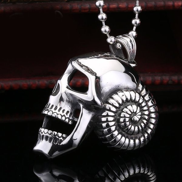 ネックレス ステンレス メンズ ペンダント 角 羊 スカル ガイコツ ドクロ 骸骨 パンク ロック 男性向け ペア プレゼント サージカルステンレス チョーカー