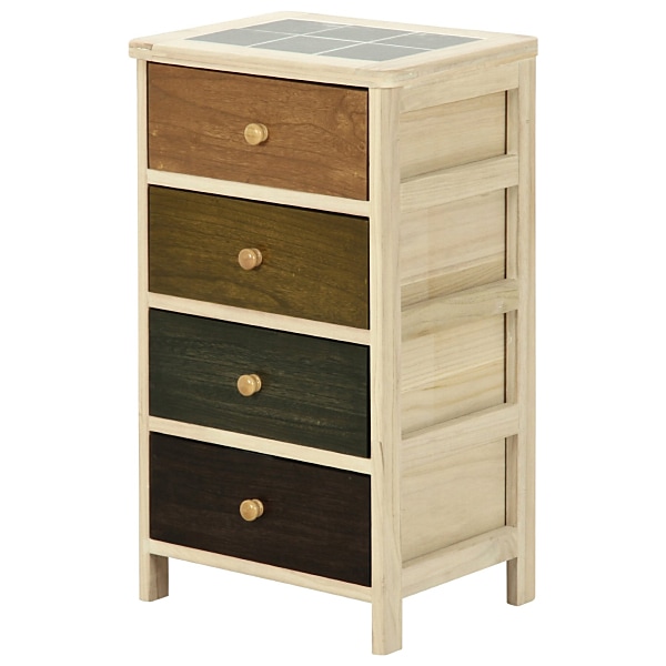 不二貿易 39624 桐製 マルチカラフル4段ボックス シンクエ メーカー直送