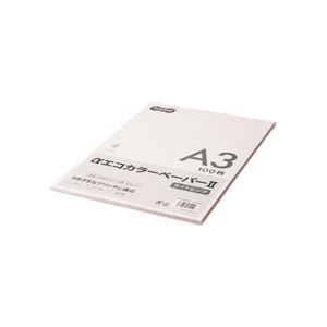 （まとめ） TANOSEE αエコカラーペーパーII A3 ライトピンク 少枚数パック 1冊（100枚） 10セット