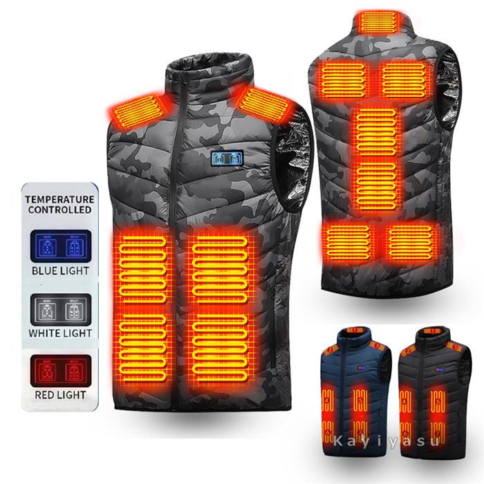 ヒーター13つ 20000mAhバッテリー付き電熱ベスト メンズ 発熱ベスト ヒーター付きベスト レディース USB式給電 加熱 防寒着 秋冬物 ヒートベスト 電熱ウェア バイク用 中綿入り