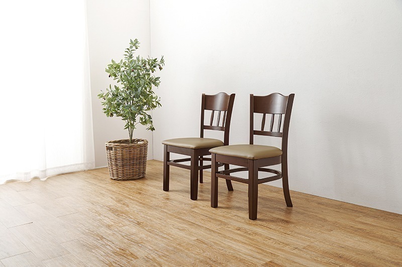 ダイニングチェア 椅子 おしゃれ レトロ ナチュラルモダン 木製 いす イス 天然木 クッションシート 完成品 座面高43cm 2脚セット