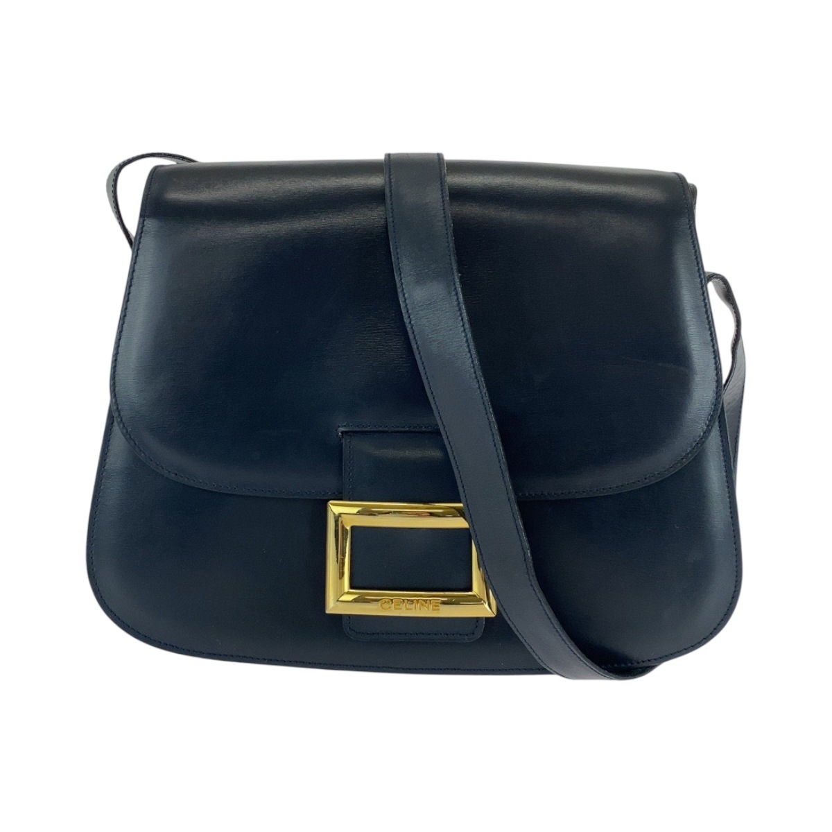 美品 ヴィンテージ ブラック 黒 ゴールド金具 レザー ショルダーバッグ ポシェット レディース 501354