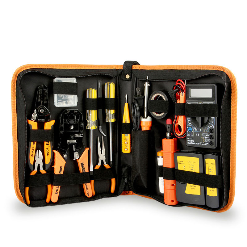 工具 16点セット 弱電 電気工事 LANケーブル 自作 電気通信 電子工作 自由研究 ケース付き ネット工事 ドライバー テスター はんだごて 修理 自作PC リペア
