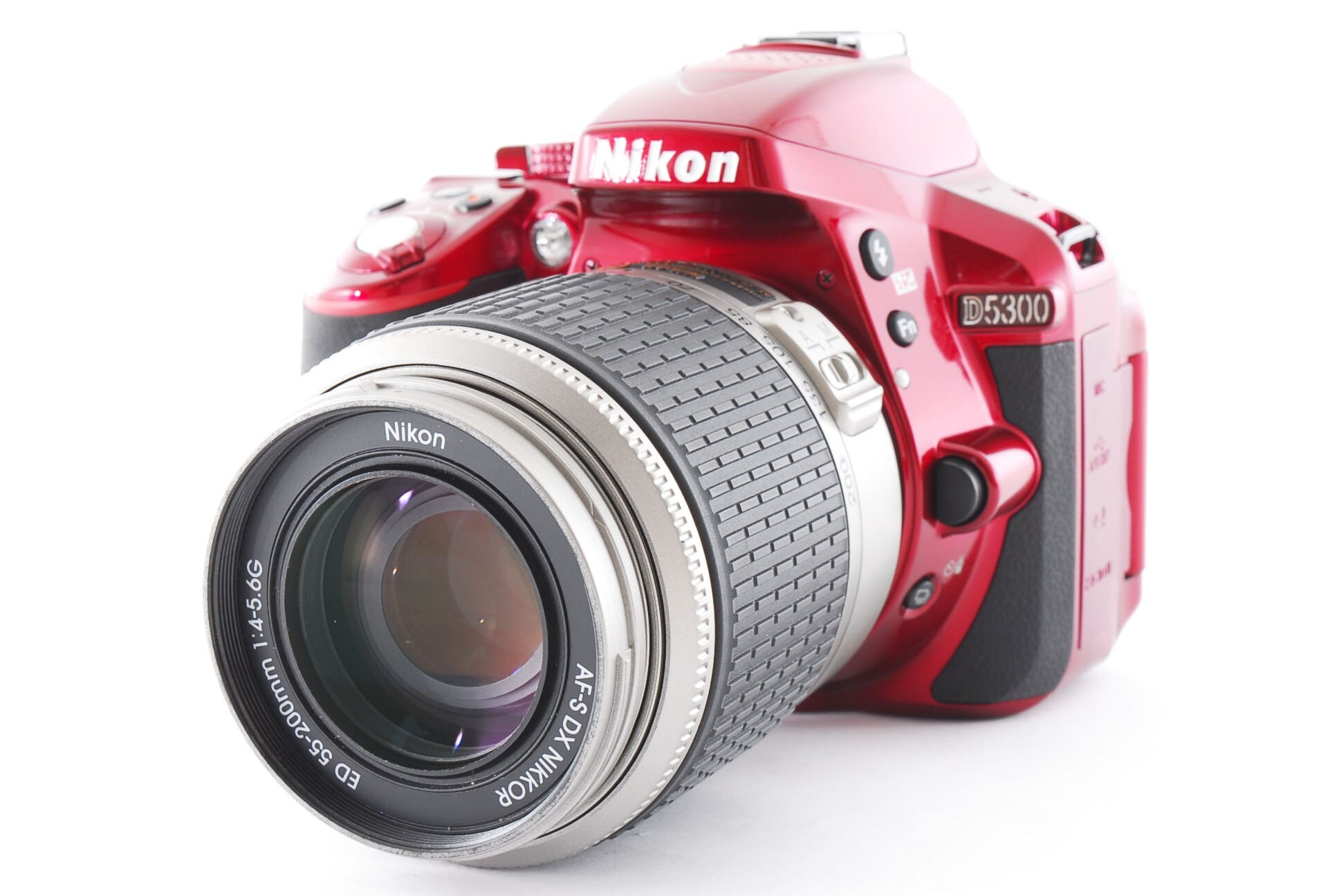 ニコン【中古】ニコン Nikon D5300 レッド レンズセット 美品 自分撮り スマホへ転送 SDカード ストラップ付き