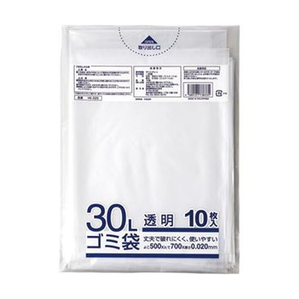 (まとめ)クラフトマン 業務用透明メタロセン配合厚手ゴミ袋 30L HK-025 1パック(10枚)100セット