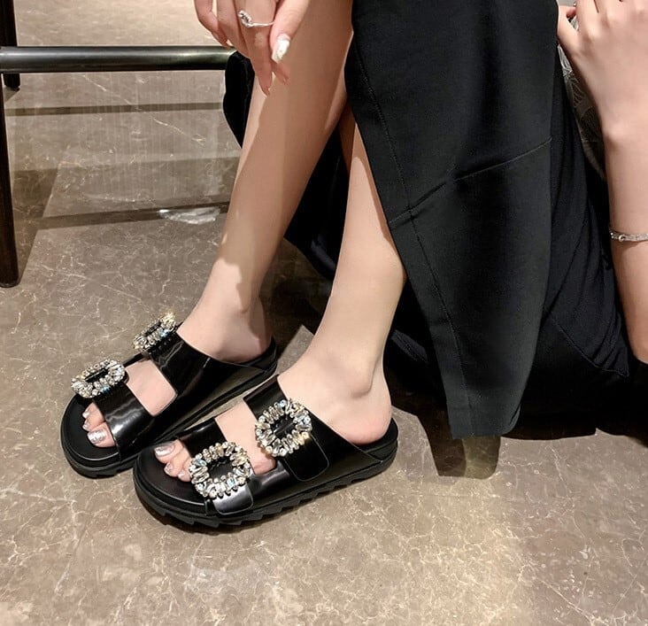 レディース サンダル シャワー サンダル 健康サンダル ベルト付き バックル ダブルベルト ビジュー 歩きやすい 韓国 かっこいい カジュアル 大人 ラクチン 流行り シンプル クラシック lsho0