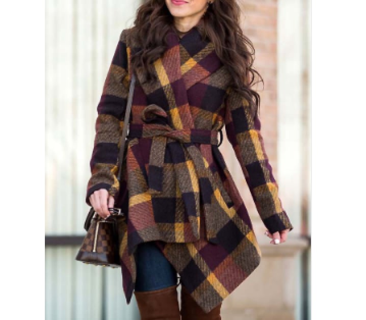 アウターコート 秋冬アウター 大きいサイズ ジャケット チェスター コート ルーズコート ラシャコート ウールコート ミドル丈 チェック 格子柄 ウエストマーク 温かい 防寒 防風 きれいめ lout