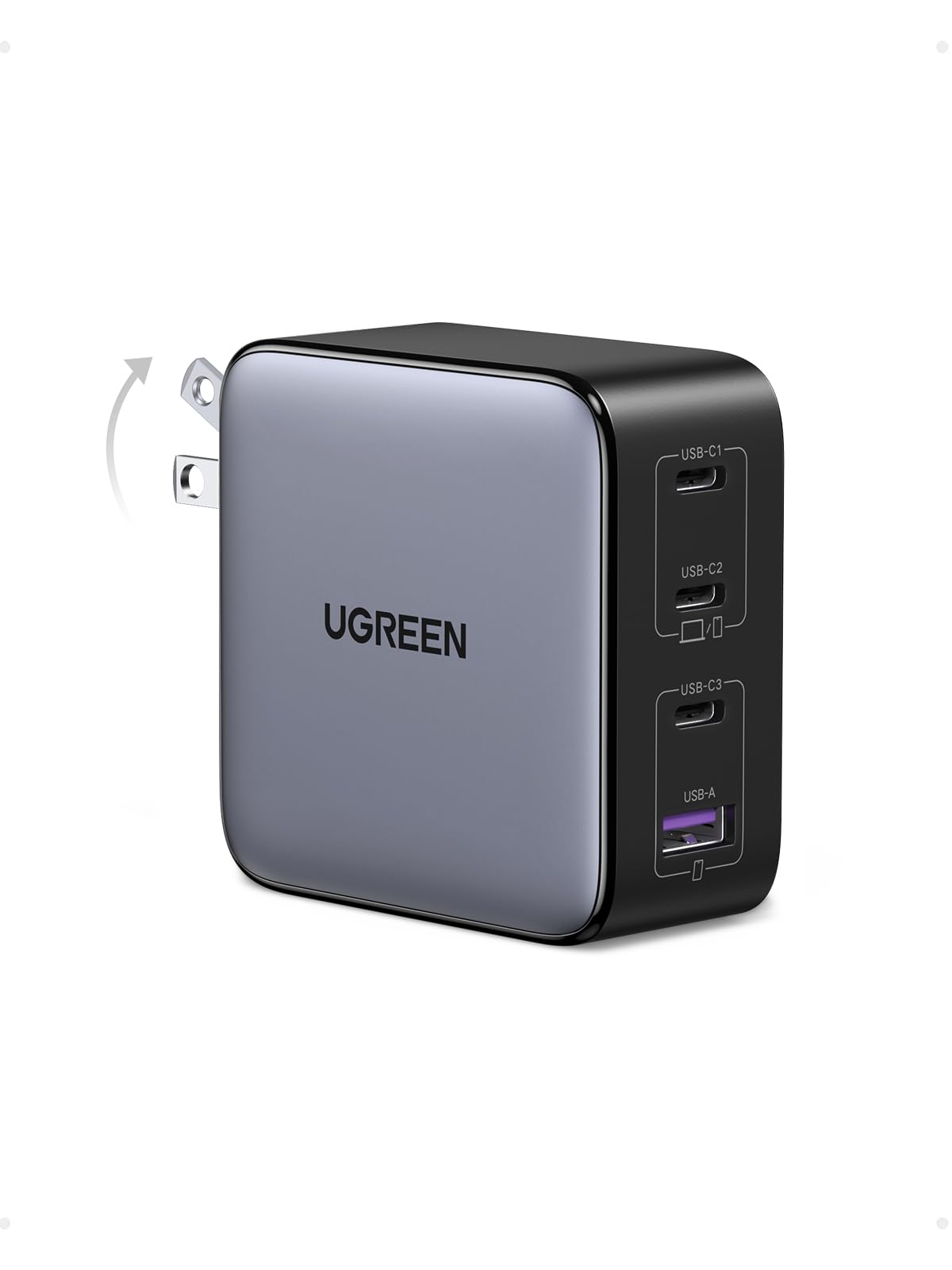 UGREEN Nexode 100W 充電器 急速 Type-C 4ポート【USB-C*3とUSB-A*1】PD3.0 PPS GaNII 折り畳み式iphone17/16/15/14/MacBook