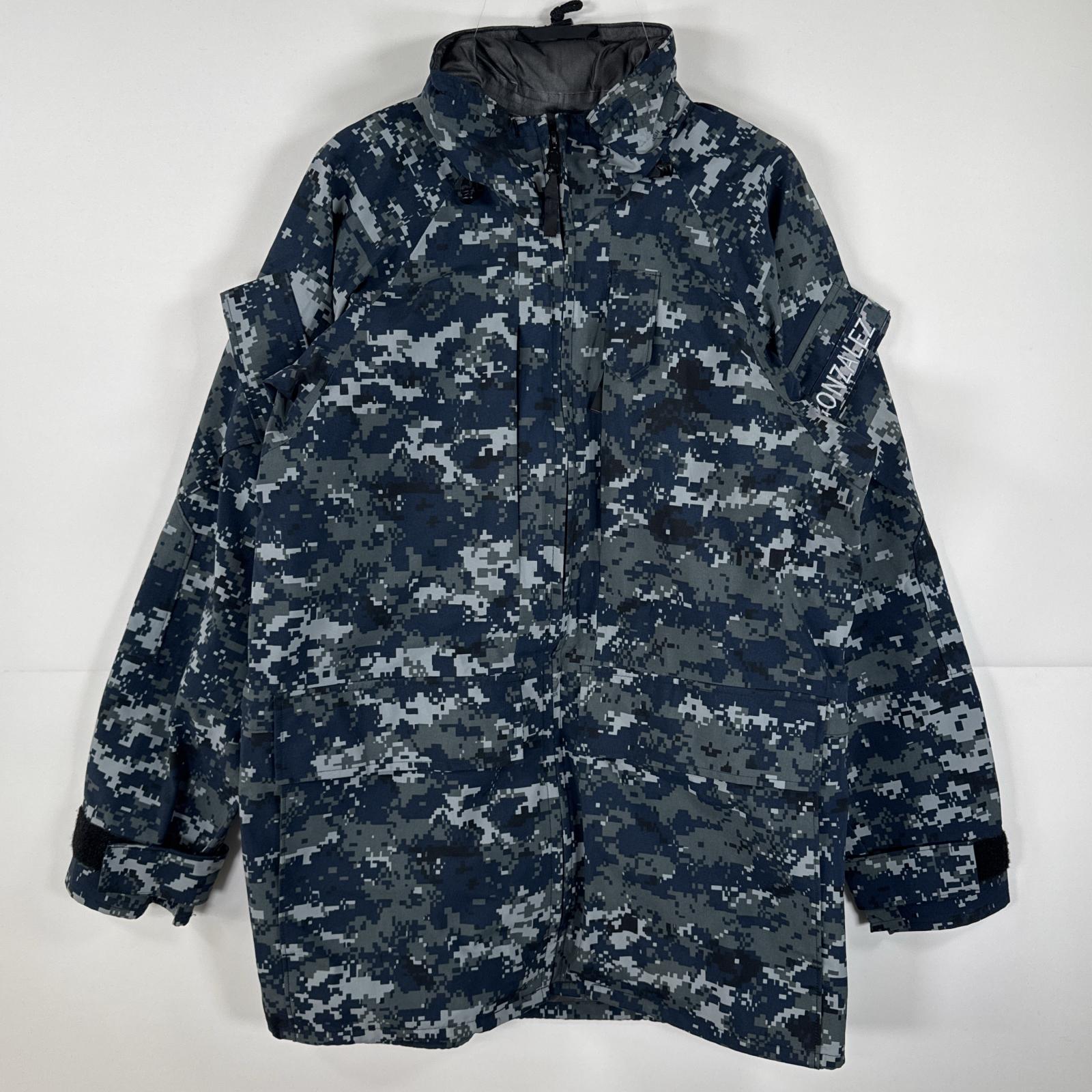 古着 ミリタリージャケット ECWCS GORE-TEX ブルーデジタル ゴアテックスパーカー 米軍 実物 カモフラ デジカモ small long ネイビー メンズ