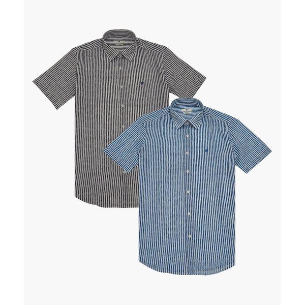 ストライププリント スリムフィット半袖シャツ PPWS2605