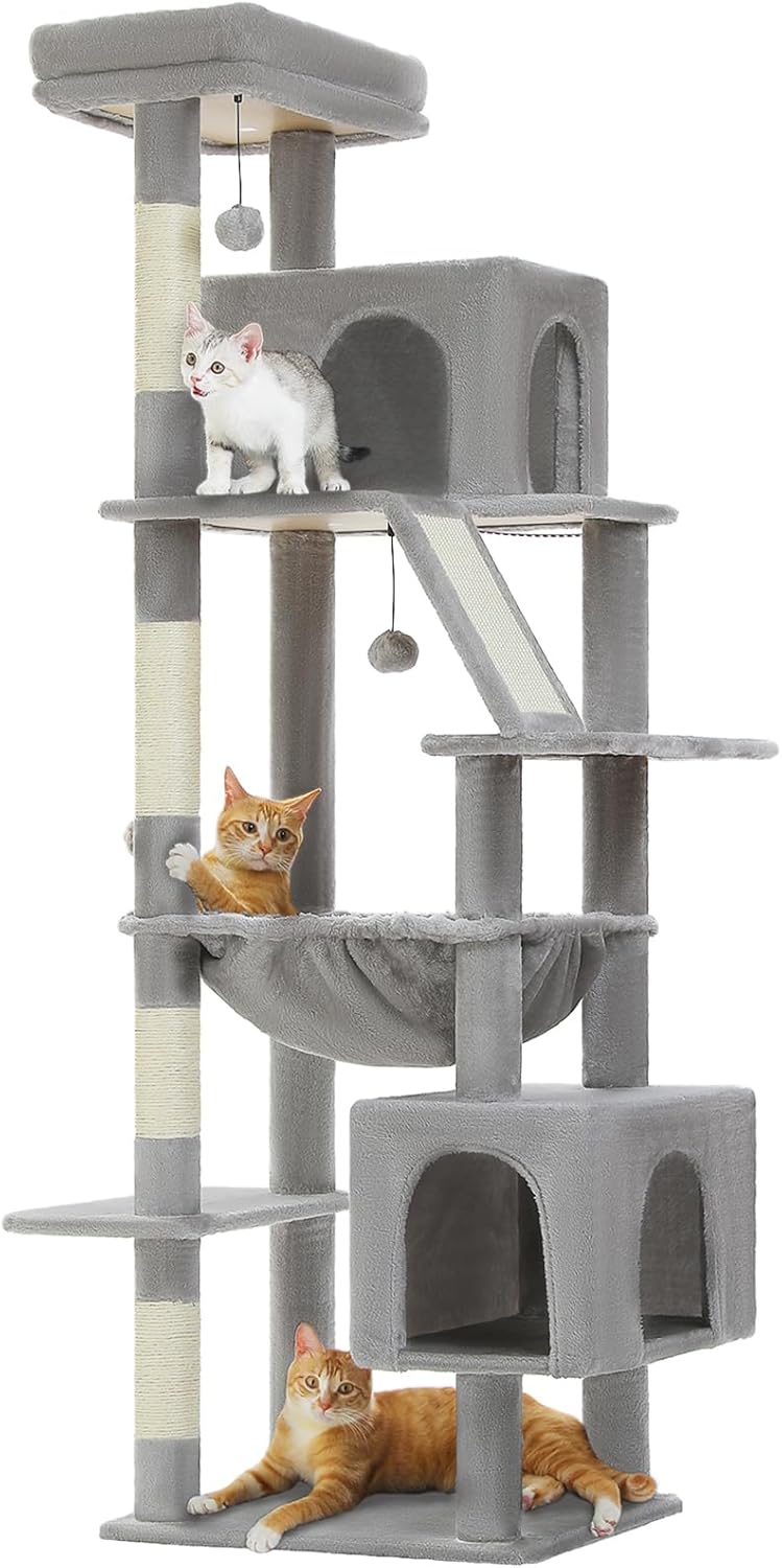 PAWZ Road キャットタワー 大型猫用 スリム 多頭飼い 猫タワー 据え置き 猫 爪研ぎ 麻紐 ハンモック 猫ベッド 猫ハウス 猫のおもちゃ コンパクト 省スペース 人気 おしゃれ シンプル