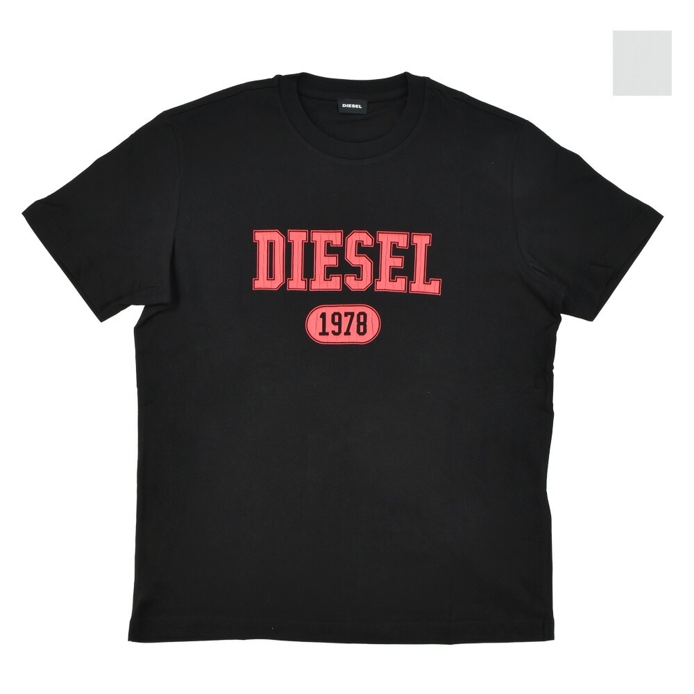 ディーゼル Tシャツ メンズ カットソー クルーネック 半袖 プリントロゴ ブラック ホワイト 黒 白 DIESEL T-DIEGOR-K46[a03824grai]