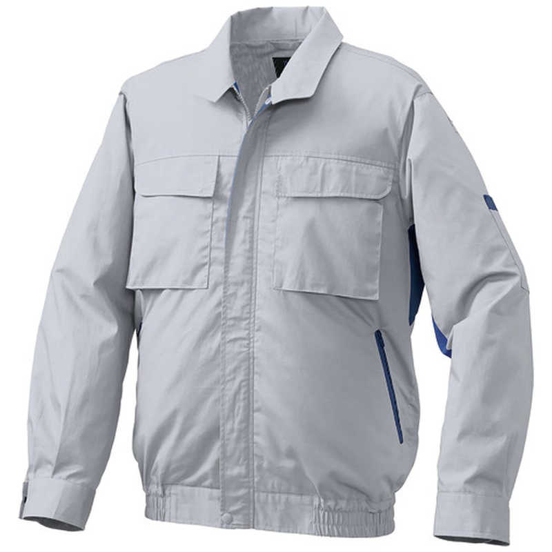 空調服　綿・ポリ混紡脇下マチ付き2 ウェアのみ シルバー×ブルー 3L　KU91910C06S5